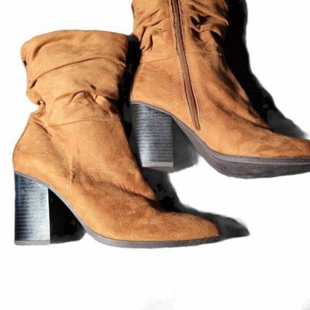 APT 9 Womens Brown Side Zip Ankle Boots Size 7.5 M
